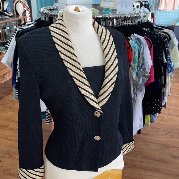 St. John Jackets & Blazers - St. John Evening Black Jacket w/ Gold Detail SZ 6